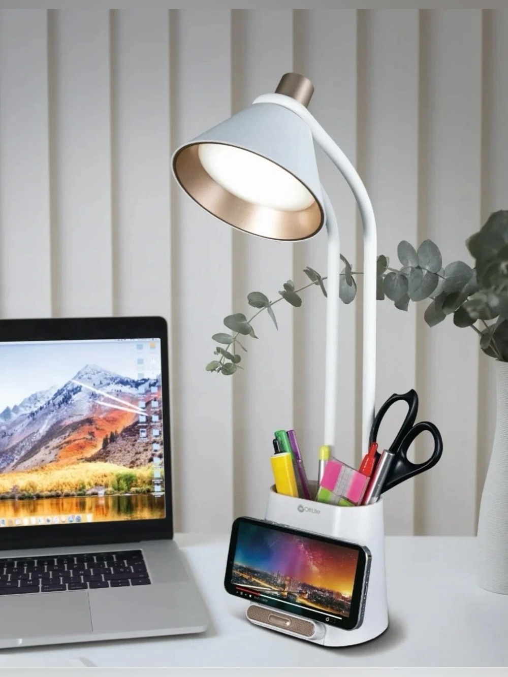 OttLite LED Desk Organizer Lamp 17.25” -Light LED Battery Powered Adjustable